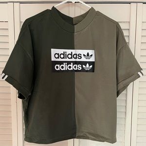 Adidas Green Crop top size large mint condition